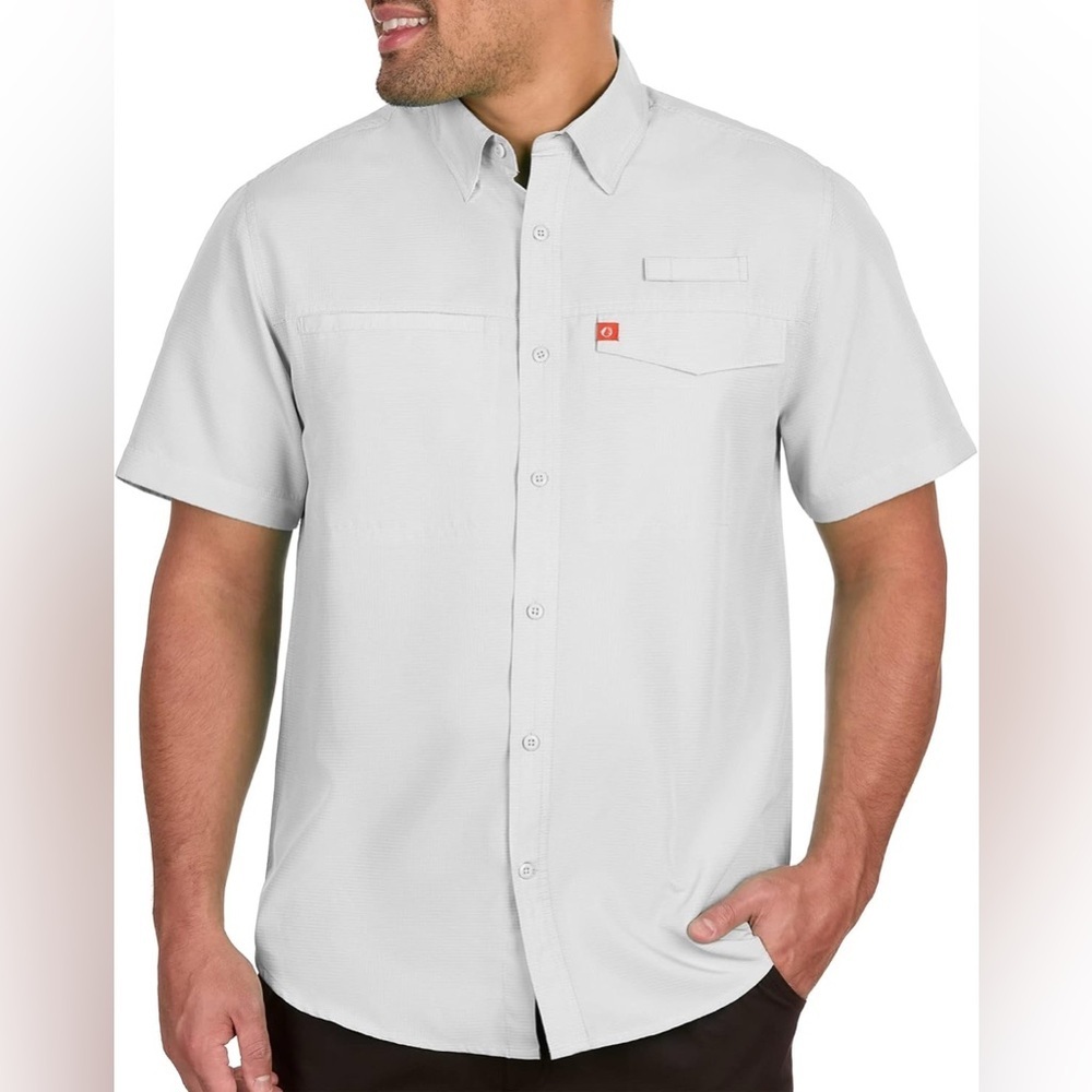 The American Outdoorsman Poly Grid Fishing Short Sleeve Shirt Sz XXL